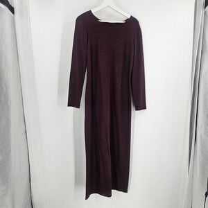 MANDOR LAMARA Long Sleeve Maxi Dress Maroon Button Back Stretch Bodycon Size 12